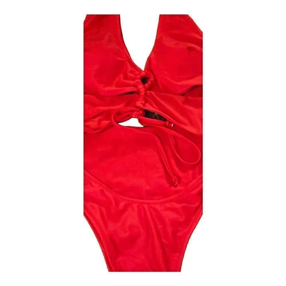 ChyrII Red Halter Neck One-Piece Swimsuit Size M - Picture 9 of 10